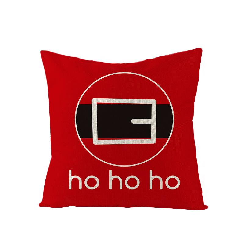 Cartoon Printed Polyester Pillow Cover Christmas Cushion Cushion Cover Red Christmas Home Decoration