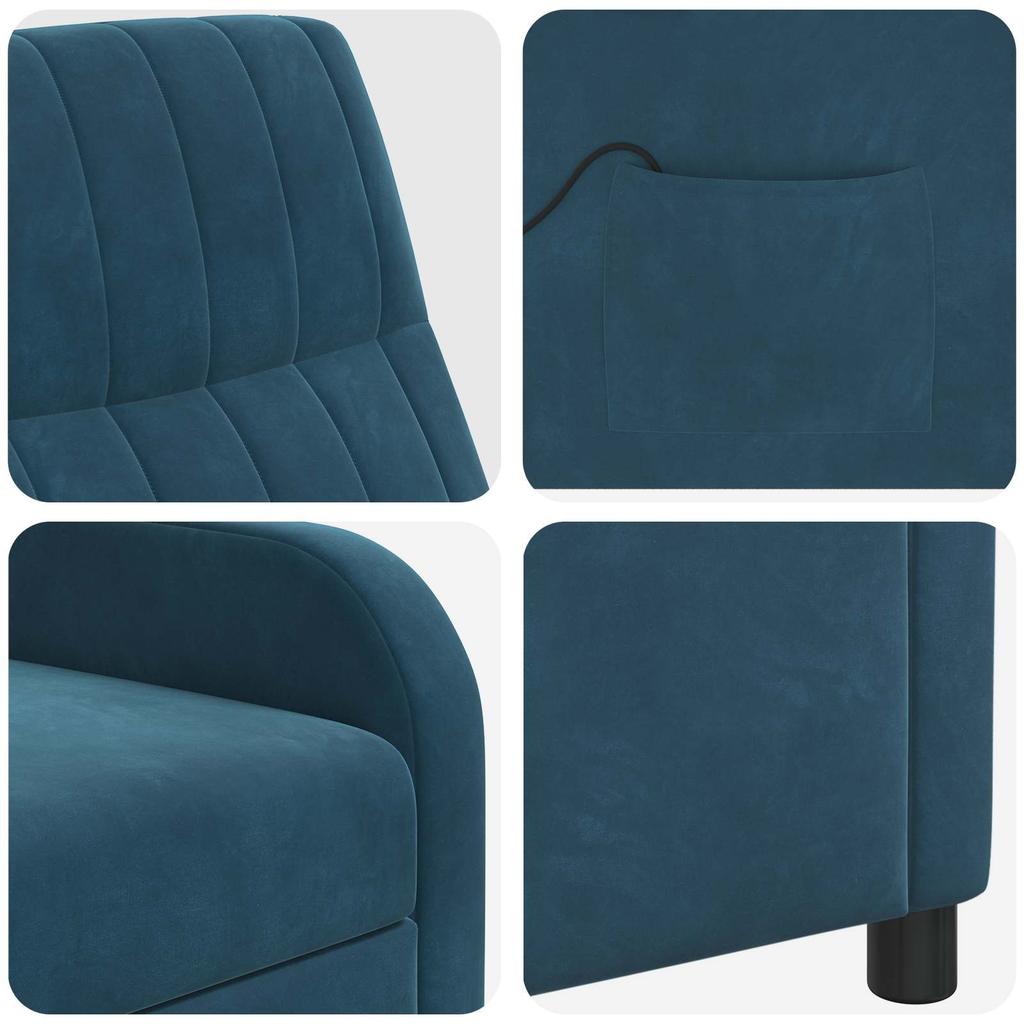 Massage Recliner Blue Velvet (V)