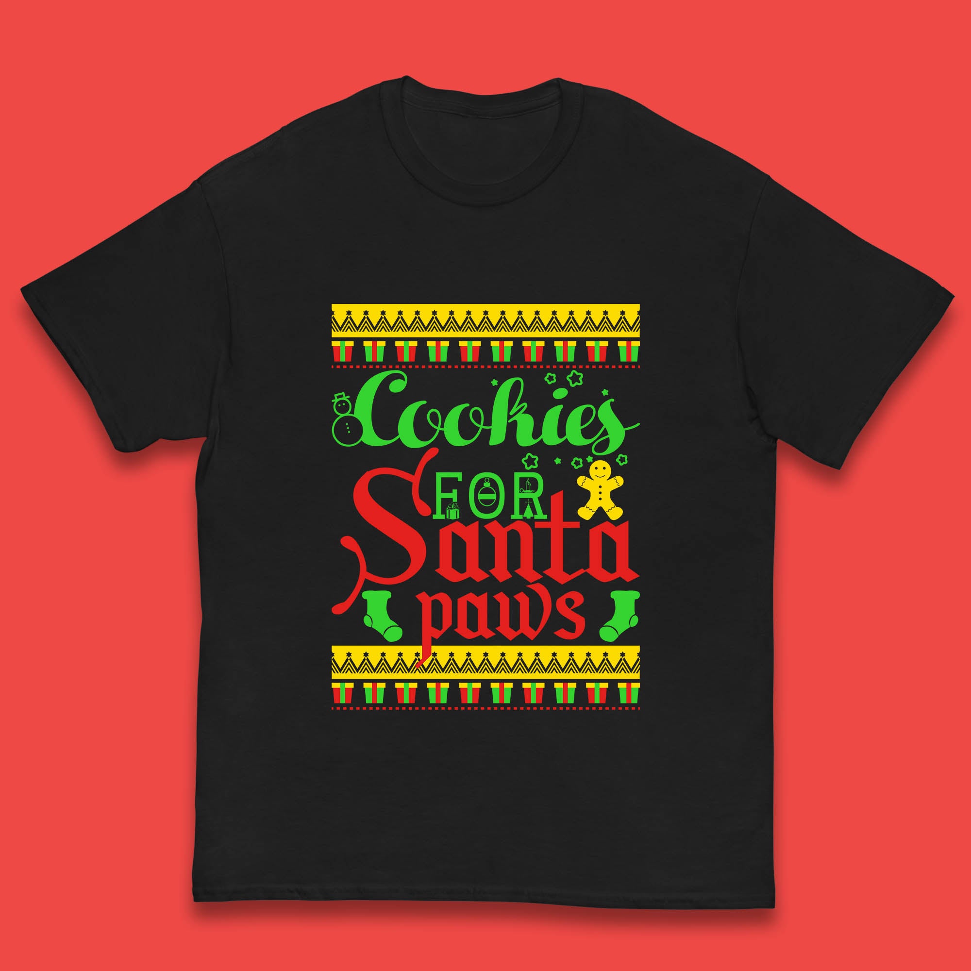 Christmas Kids T Shirt Christmas Cookies For Santa Paws Top 120