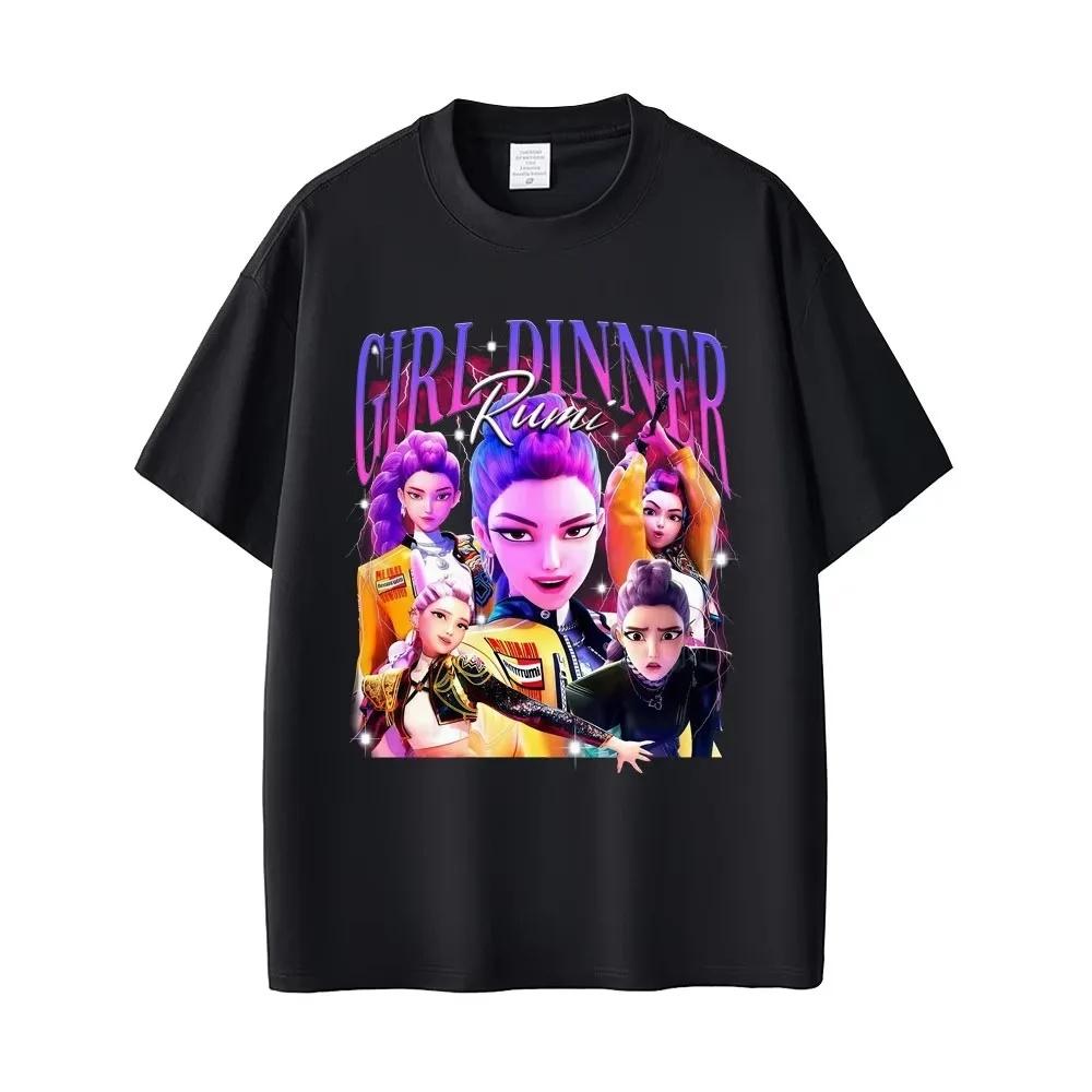 LUXEON Loose Fit Crew Neck Short Sleeve T-Shirt Casual Comfortable Polyester K Pop Demon Hunters Hunter of Demons Round Neck Top