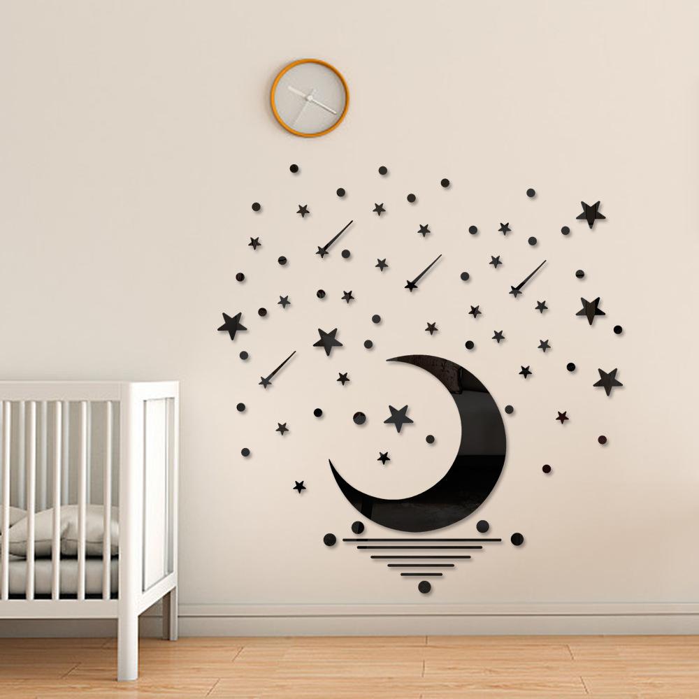 Gwiazda i Księżyc W Wodnym Lustrze Naklejki Ścienne Pokój Dziecięcy Dekoracja Ścienna dla Niemowląt Wodoodporne Odporne na Wilgoć Naklejki Łazienkowe