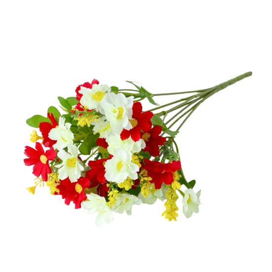 28-Köpfige Künstliche Blumen für den Außenbereich UV-beständige Kunstseide Wildblumen mit Stiel Fake Blumengesteck für Pflanzgefäß Hängekorb Veranda Terrasse