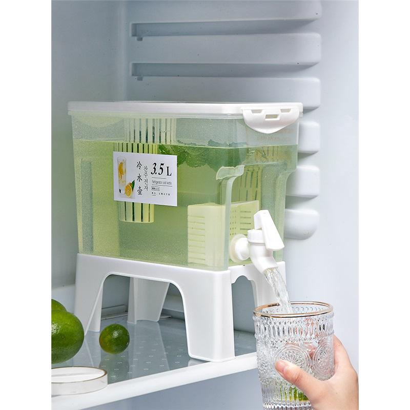 Large Capacity Kettle With Tap For Home Refrigerator Cool Water Juice Fruit Beverage Tea High Temperature Resistant Clear Water Jug