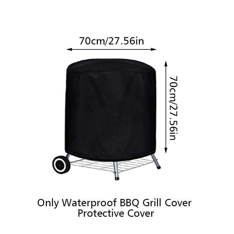 1PC Grill Protector Outdoor Barbecue Grill Cover School Round Camping Oxford Cloth Heavy Duty Black Kicthen