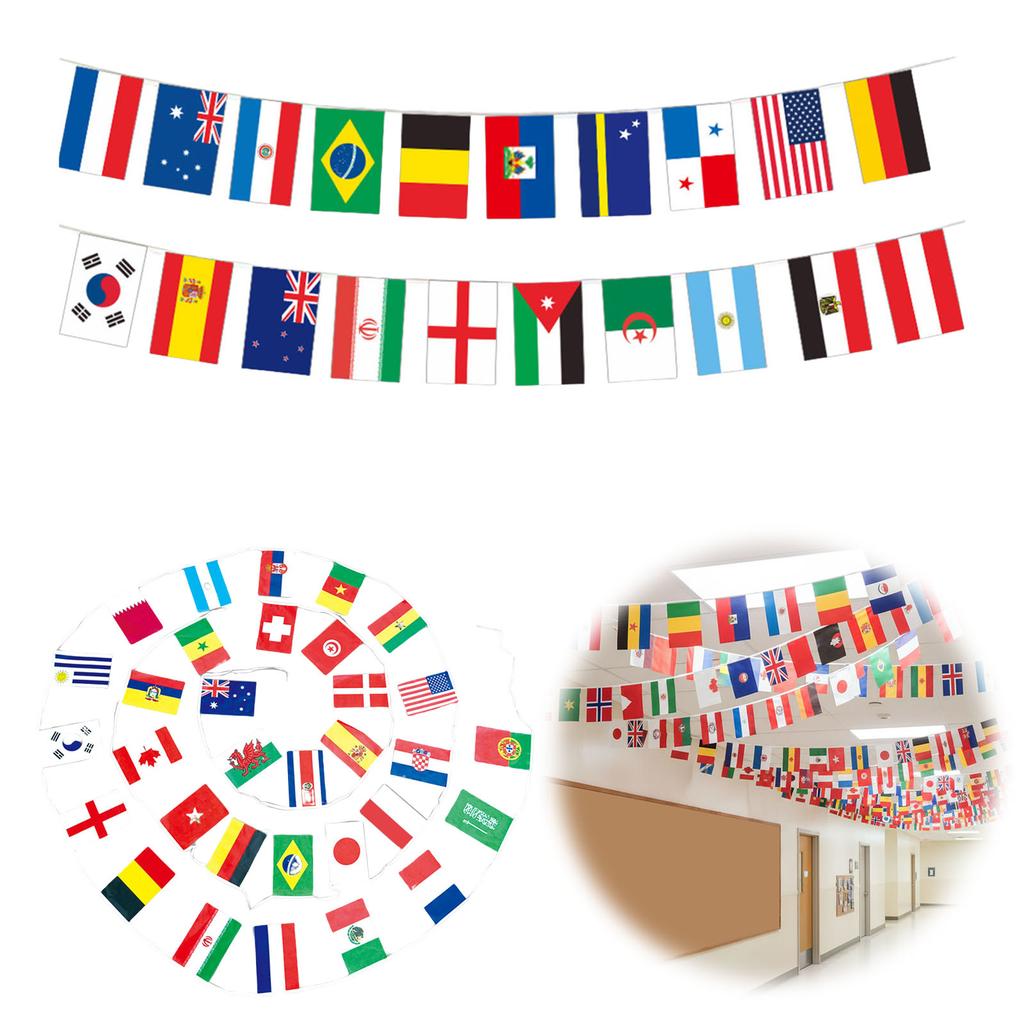 Decoraciones Banderas Internacionales Impermeable Banderín Mundial Banner Set Multiusos Mini Banderas de Poliéster Decoración de Festival Cultural