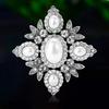 Vintage Rhinestone Cross Baroque Brooches for Women Unisex Pearl Court Pins Event Funny Luxury Gifts New Year Friends Decoration