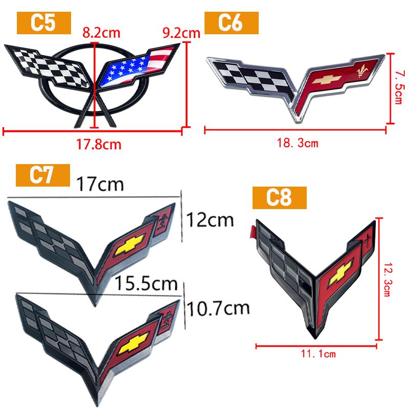 3D ABS Car Emblem For Chevrolet Corvette C5 C6 C7 C8 Rear Trunk Front Hood Sticker Replacement Badge Exterior Decoration