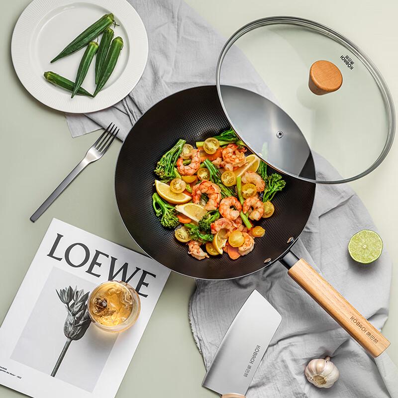 Kangbach Premium Non-stick Iron Wok & Knife 2-Piece Set