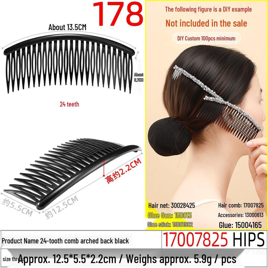 29-Tooth Black DIY Hair Comb for Styling Bangs and Messy Hair Buns