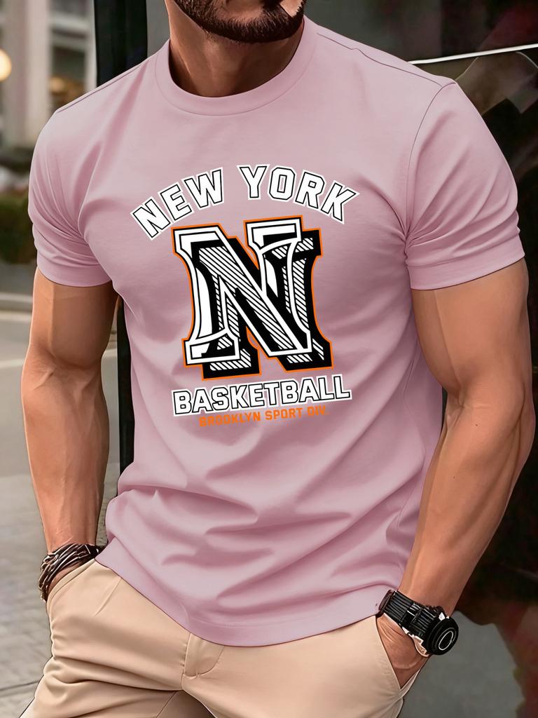 New York Brooklyn Basketball Print T Shirt Men Summer AllMatch Streetwear Trendy ONeck Clothes Cotton Oversized Man TShirts
