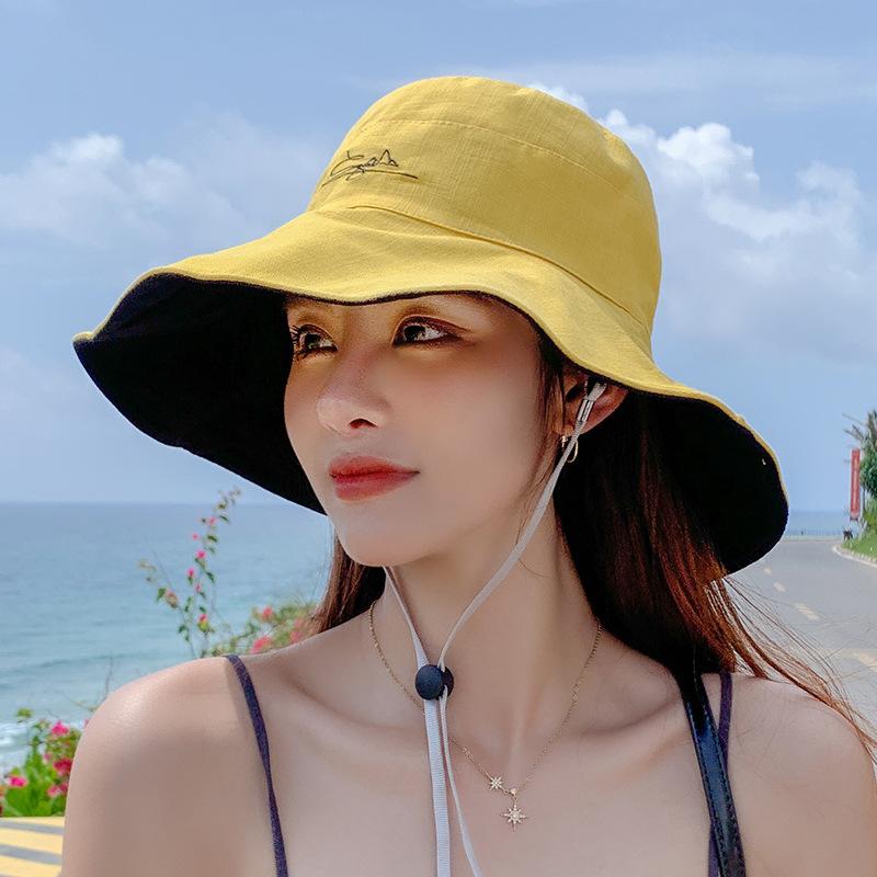 Daisy big brim bucket hat women's summer sunscreen sun hat travel casual versatile sunshade basin hat big edge