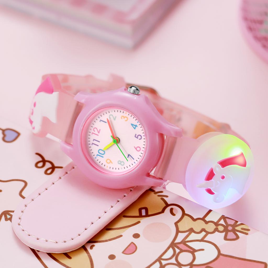 Cute cartoon unicorn luminous watch color scale children quartz watch, suitable for children birthday gift, Christmas gift