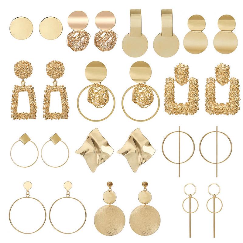 Statement Earrings For Women Geometric Metal Female Dangle Earrings Trendy Jewelry Accessories