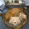 Lions Round Area Rug,Carpet Rug for Living Room Bedroom Sofa Playroom Decor,Non-slip Floor Mat