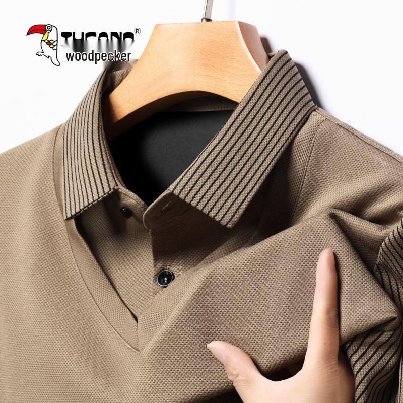 TUCANO Men s Faux Two-Piece Striped Long Sleeve Polo Shirt XXXL