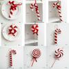 Red White Simulation Candy Cane Decoration Foam Flocking Xmas Flocking Velvet Pendant