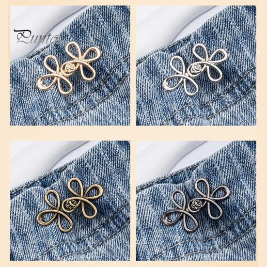 Metal Waist Buckle Six-Leaf Pants Tightener Button, Detachable Loose Jeans Button Pin, No Sewing Required Clothing Accessories Adjuster