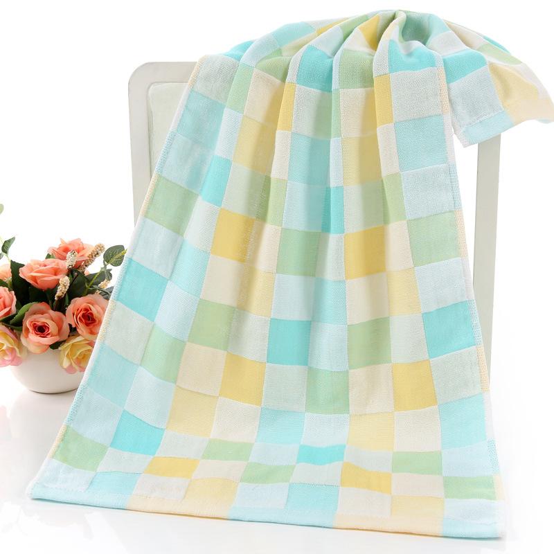 Cotton double-layer gauze thin color grid dyed fabric jacquard bath towel kindergarten confinement gauze towel beach towel
