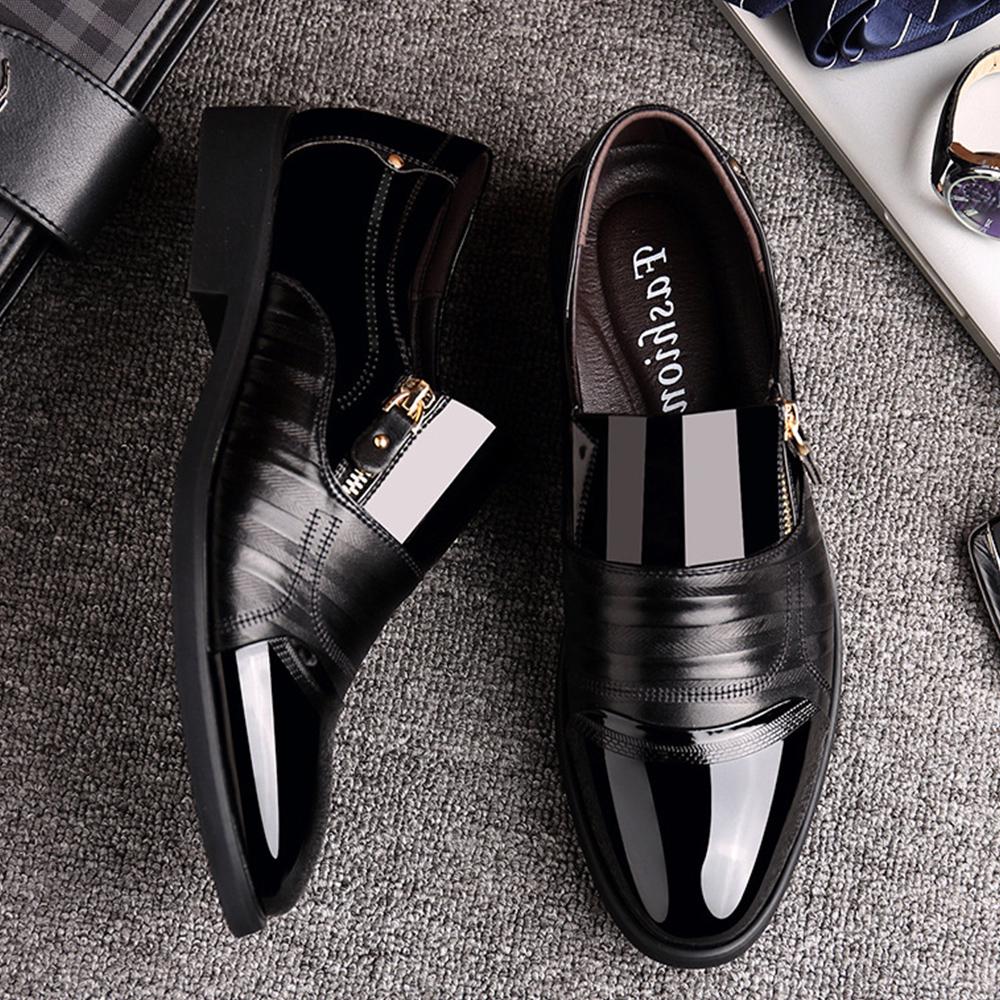 Herren Business Slip on Oxford PU Leder Atmungsaktive spitze Zehenschuhe