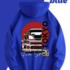 Men's Fleece Hooded Sweatshirt Tokyo JDM Sports Car Red Sun Free Spirit Racing Car PrintFashion Street Style Pullover