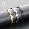 Gold Color Tungste Bracelet for Men Geometric Link Wristband Minimalist Jewelry Daily Casual Party Accessory Gift
