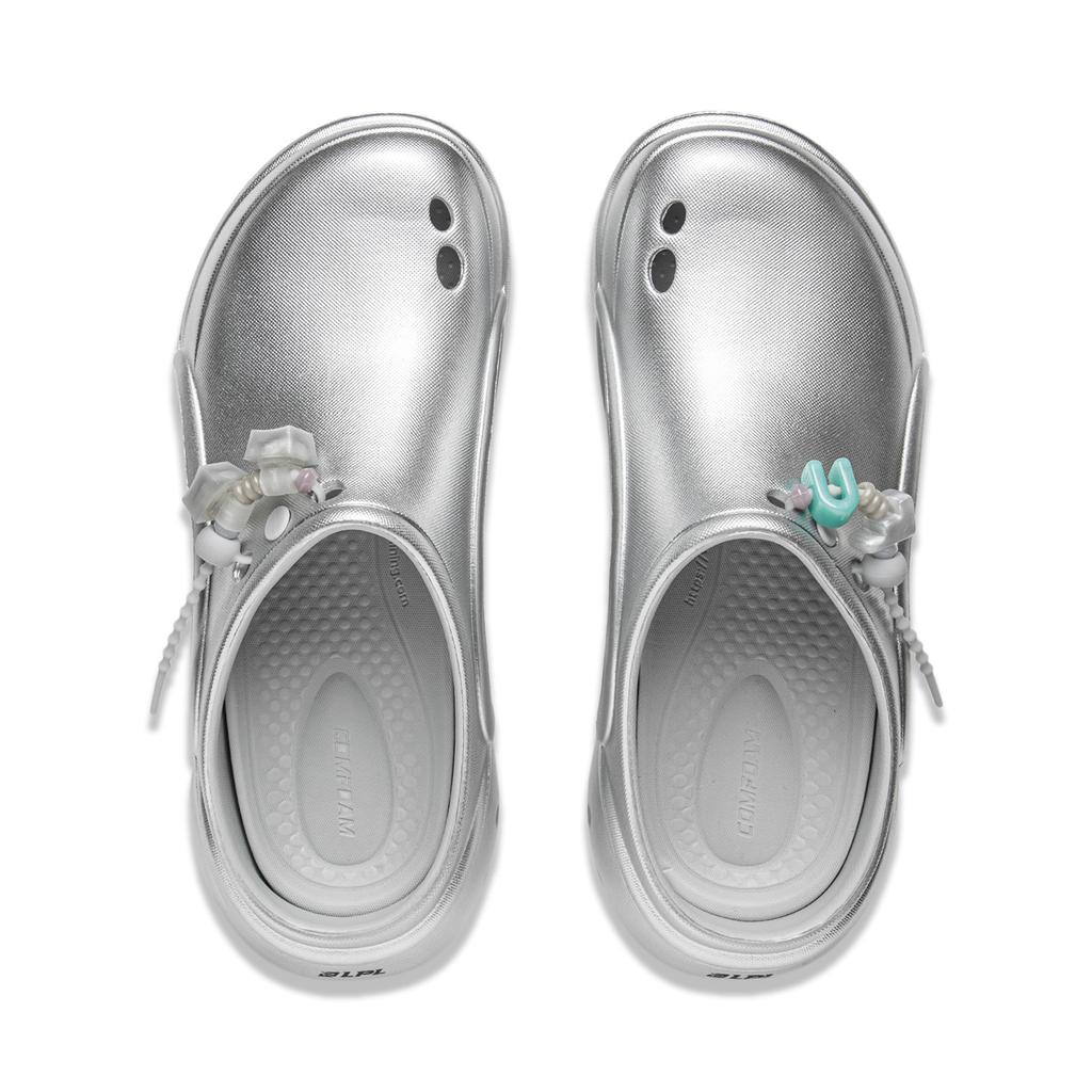 New LOL x LiNing Soft Abrasion Resistant Antibacterial Closed Toe Slippers Men's Silver AGAV001-6