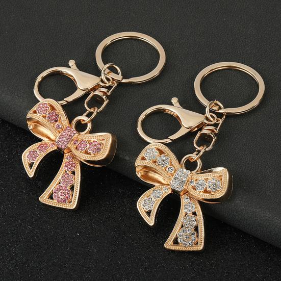 Rhinestone Bow Keychain with Rotating Lobster Clasp for Women Girls Sparkling Bow Keychain Bag Charm for Birthday Mother's Day