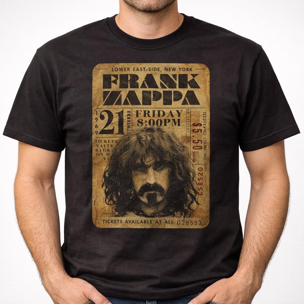 Frank Zappa Concert Ticket Mens T Shirt Rock and Roll Music Band Tee New Black S