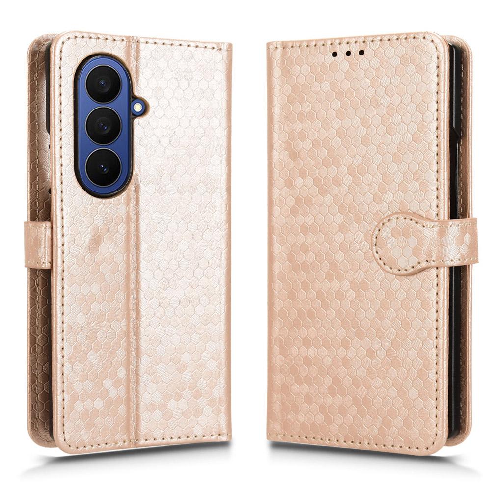 For Samsung Galaxy Z Fold7 5G Wallet Case Dot Pattern Imprint PU Leather Phone Cover with Wrist Strap