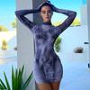2024 Autumn/Winter Fashion: European & American Women's Slim Fit Long Sleeve Round Neck Dress with Print Design