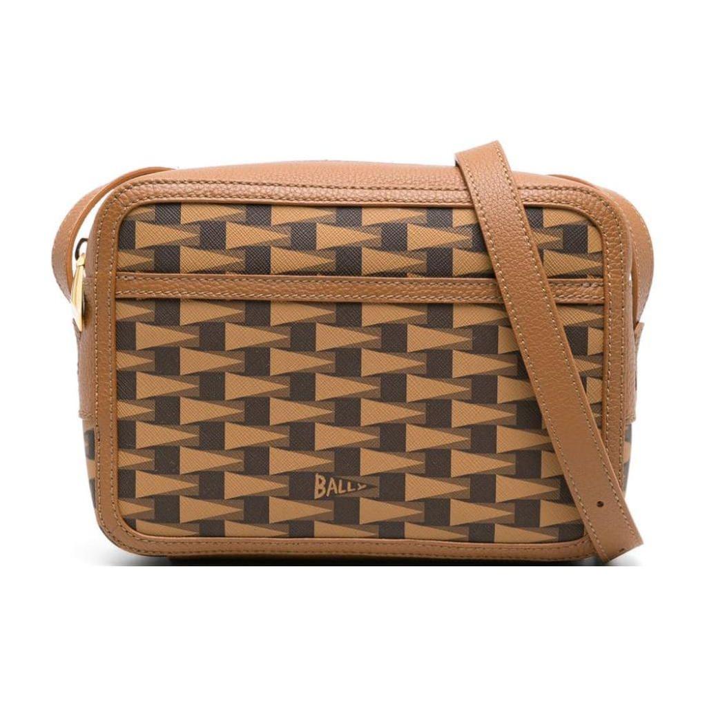 Bally Pennant Classic Logo Pattern Adjustable Shoulder Strap Crossbody Bag Men Bags Caramel-Brown 6305012