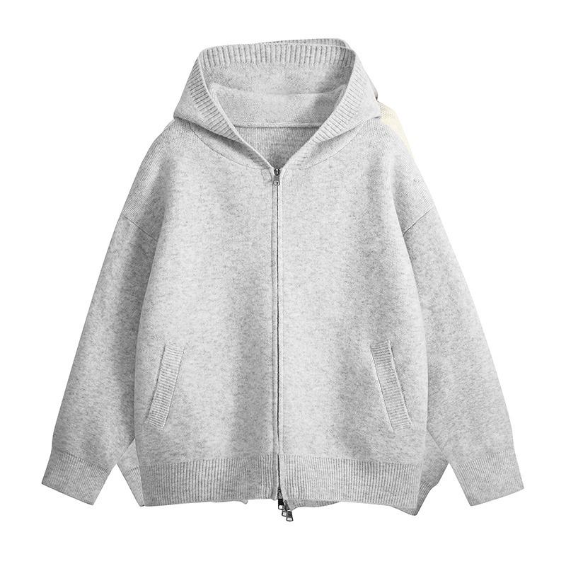 2025 Autumn/Winter High Neck Korean Style Double Zipper Knitted Cardigan for Couples – Loose Fit Sweater