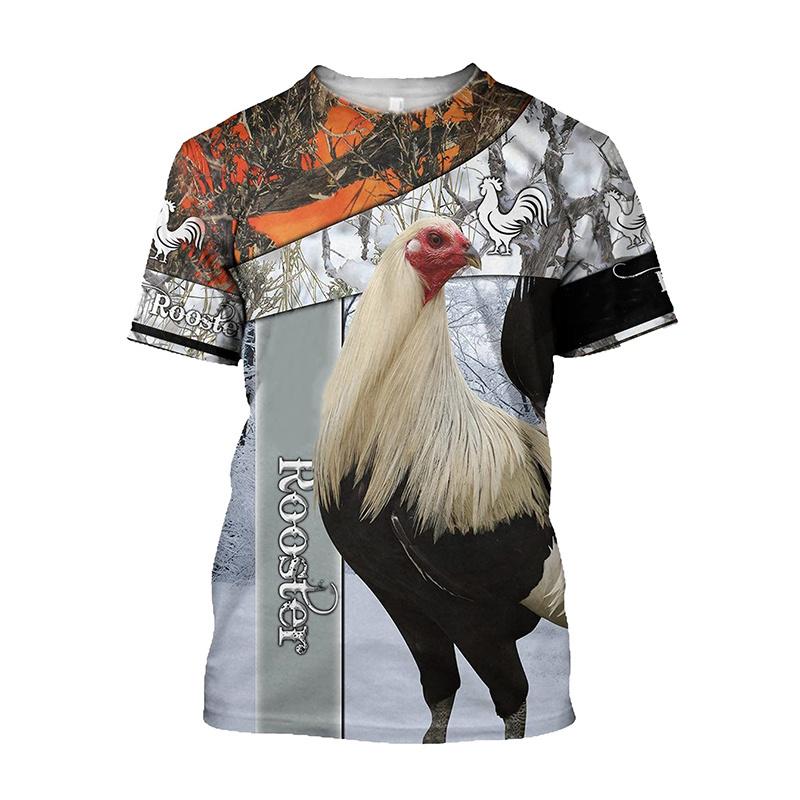 

Футболка с рисунком «Битва петуха» для мужчин, забавные футболки с 3D-принтом в виде курицы, летние повседневные футболки с коротким рукавом и круглым вырезом, унисекс 5XL
