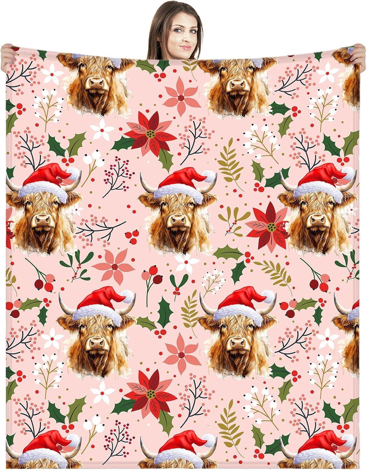 

1PC Christmas Throw Blanket Santa Snowman Bed Blanket Winter Snowflake Blanket Warm Cozy Fuzzy Plush Couch Blanket Holiday Decor 75cmx90cm