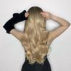 Ombre Braun Blonde Perücke Lange Wellenförmige Mittelteil Kostüm Cosplay Party Synthetische Perücke für Frauen Afro Hitzebeständige Faser