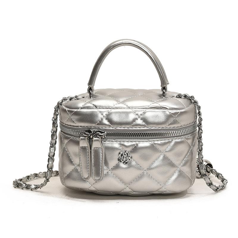 Premium mini bag women's spring and summer 2025 new white niche diamond chain messenger bag portable bucket bag