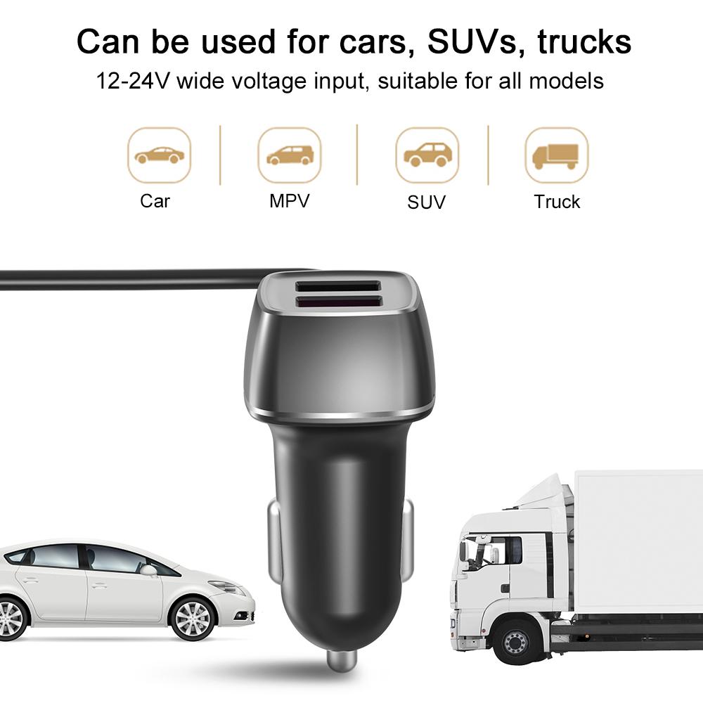Car Mobile Phone Charger 60W 12V-24V Fast Charging Adapter USB QC 4 Ports for Front Back Seat Quick Charge