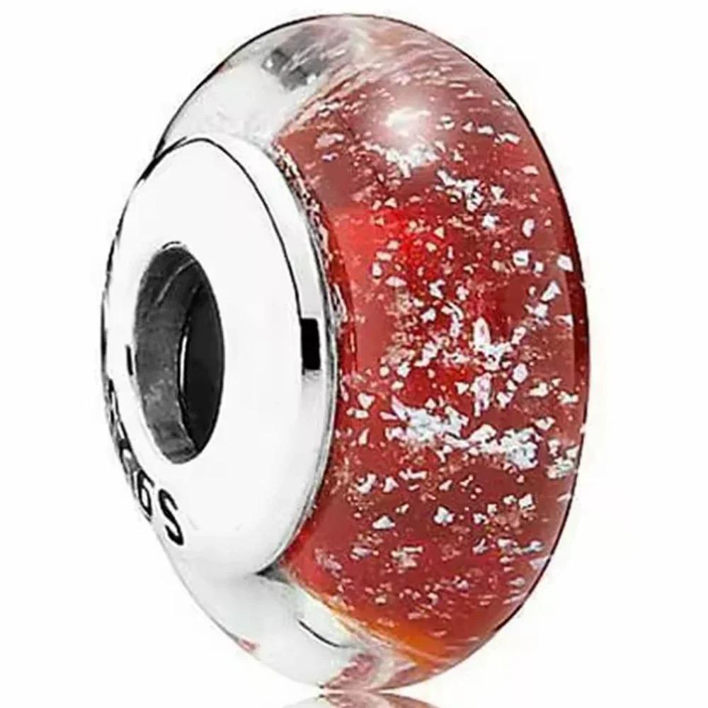 Romantic Red love glass beads copper Classic Murano Glass Charm Compatible With Do It Yourself Bracelets Necklaces Women Jewellery Anniversary gift