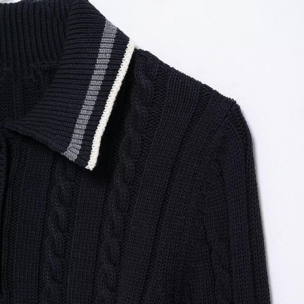 Spring 2025 Women's Slim POLO Collar Long-Sleeve Knitted Sweater