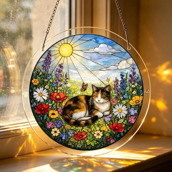 Yousheng Acrylic Puzzle Suncatcher DIY Jigsaw Puzzle Suncatcher Kit with UV Printed Design Colorful Window Hanging Ornament for Home Garden Decor
