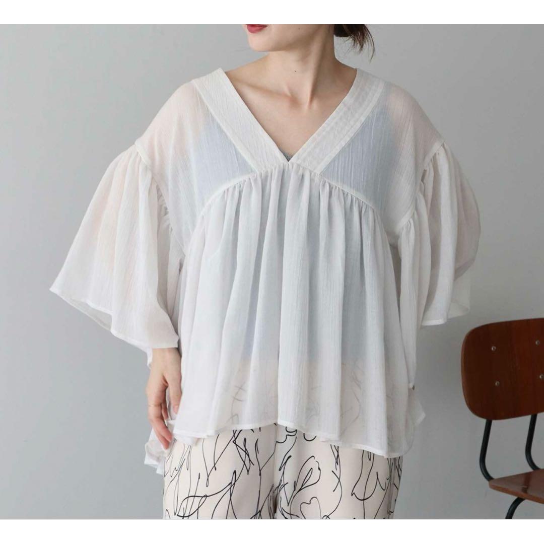 earth music&ecology V-neck gathered blouse