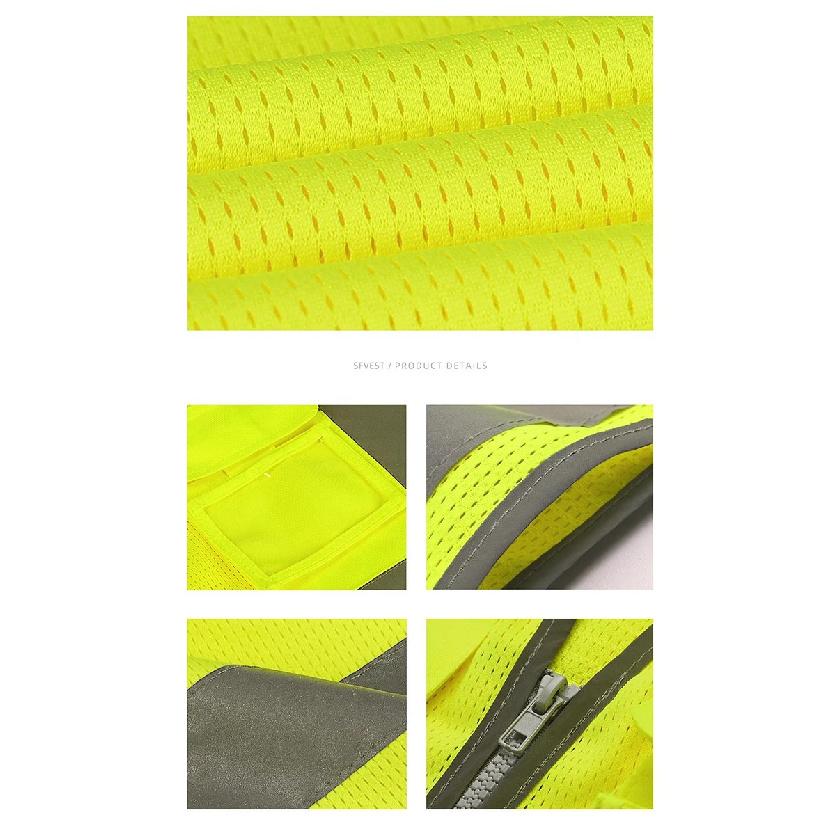 High Visibility Mesh Safety Reflective Vest with Pockets and Zipper Meets ANSI/ISEA Standards