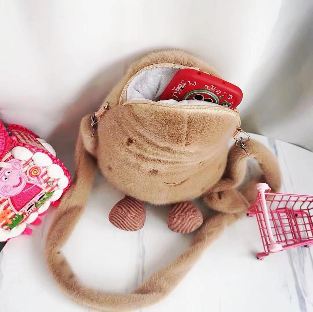 Geantă drăguță de cartofi în stil desen animat, geantă de mesager mică și pufoasă cu cartofi, rucsac mic creativ și versatil pentru studentă