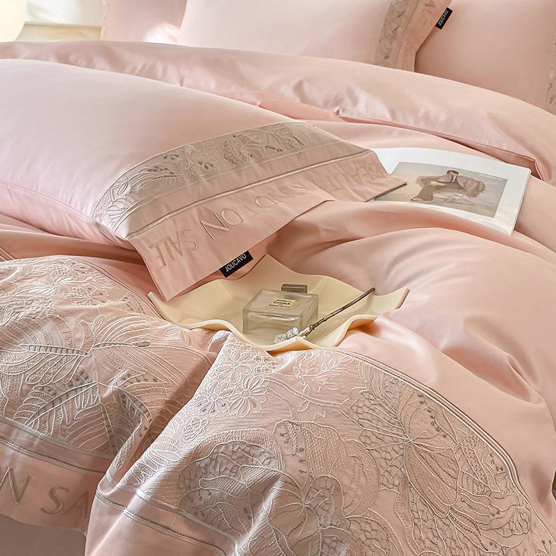 

Maternal Infant Grade Class A 100 Pcs Xinjiang Long-Staple Cotton 4-Pcs Set, High-Grade Embroidery Quilt Cover, Cotton Light Luxury Bedding 2*2.3m single quilt