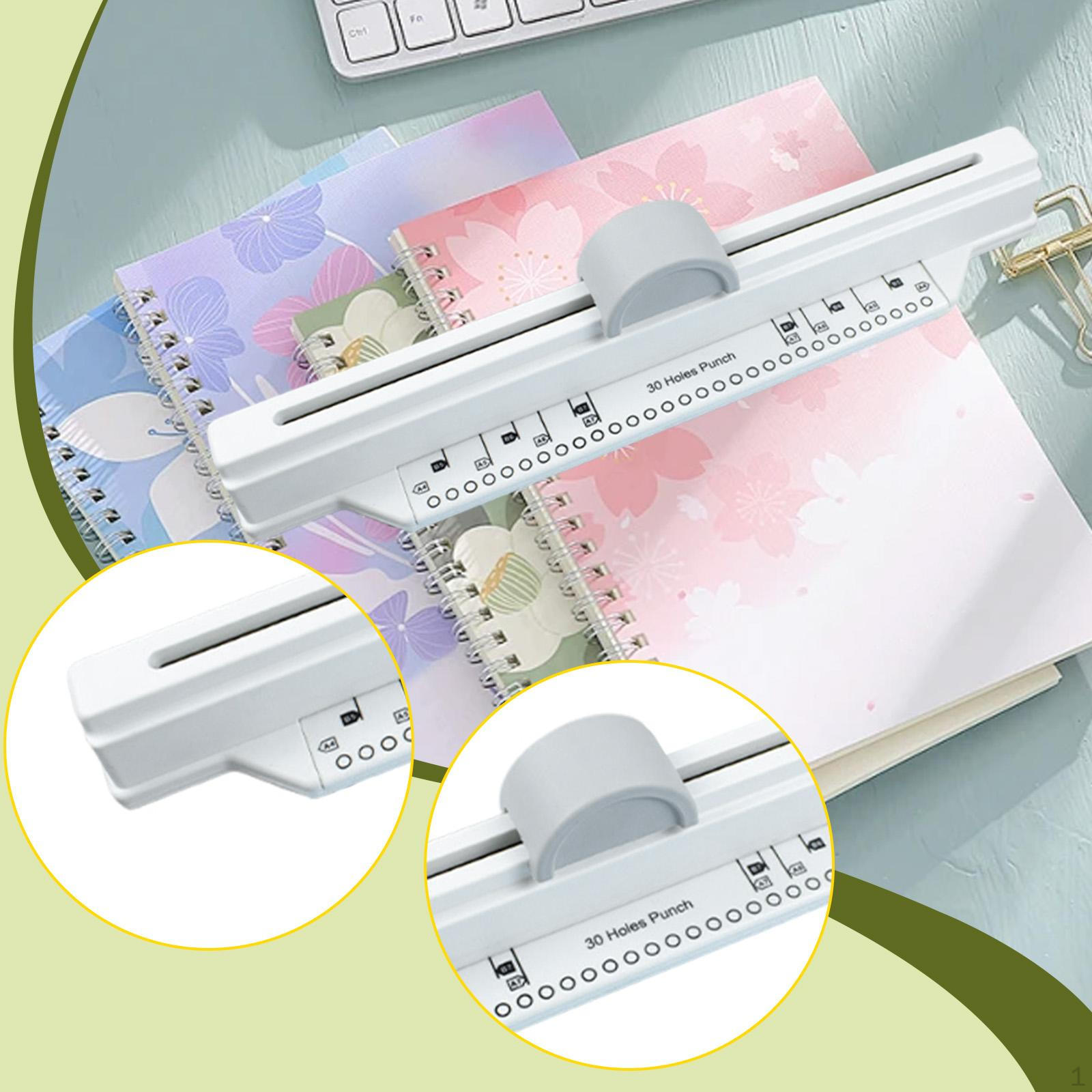 

30 Hole Puncher 5 Sheets Capacity Desktop Anti Slip Base Easy to Use Handheld Multi Pouch Push білий