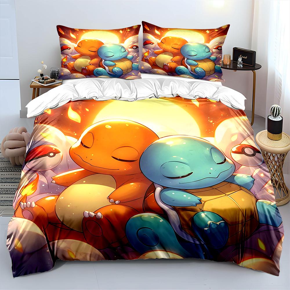 Pokémon Charizard Print Bedding Set Children 3 Pieces King Size Bed Set Pillowcase Adult Child Bed Cover Bedroom for Gifts