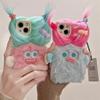 Süße Cartoon-Plüsch-Handyhülle für iPhone 17 Air 16 15 14 13 12 Mini 11 Pro Max XR XS 7/8 Plus SE lustige Klemme DIY Stoßfeste Handyhüllen