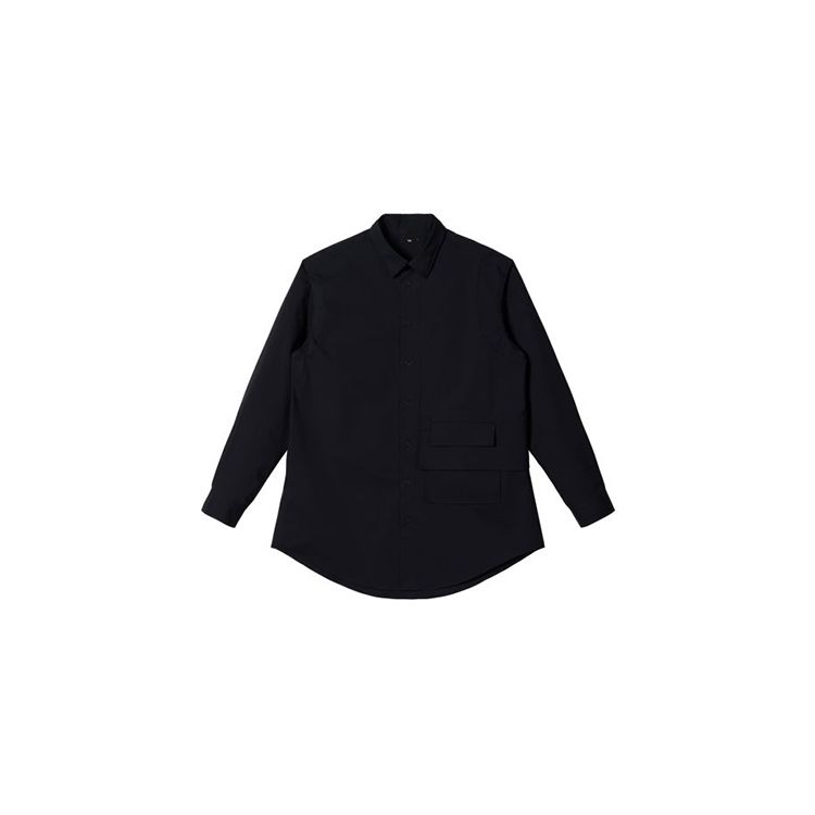 Y-3 Casual Solid Color Polo Collar Long Sleeve Shirt Unisex Shirts Black H63044