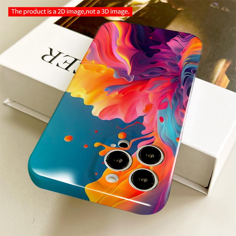 2DFlat Vibrant Fluid Abstract Art Phone Case All Inclusive Film Hard iPhone Case, Compatible with iPhone 18 Pro Max 17 16 15 14 13 12 11