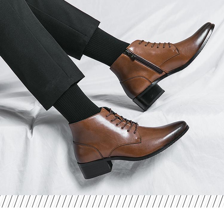Men's Fashion Leather Mid-Top Boots - Autumn/Winter Casual & Formal Plus Velvet Martin Boots